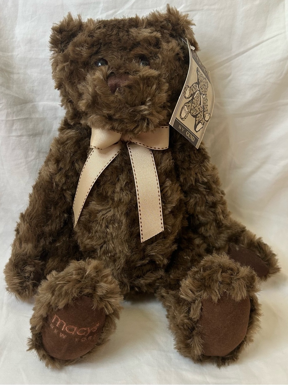 Vintage Gund Macys New York Holiday Teddy Bear NWT Bow Plush 12"